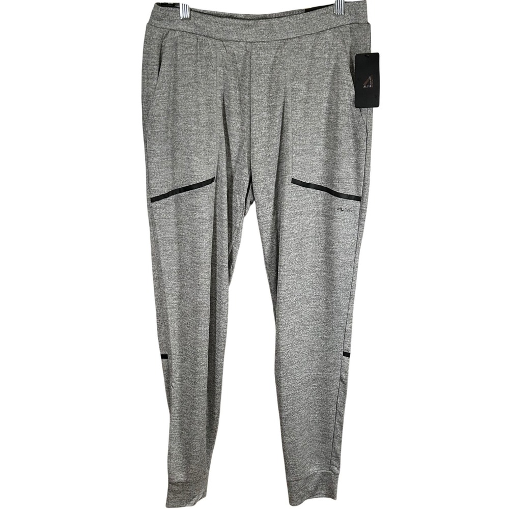 AL1VE‎ Mens Qwick-Dry Joggers Light Grey Heather Athletic Pants Size Medium New